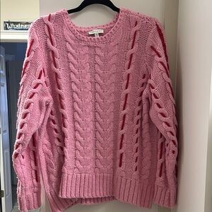 Valentine’s Crown & Ivy Pink Cable Knit Sweater